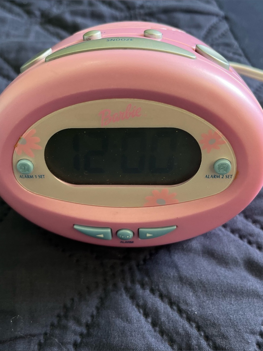 Y2K Barbie Alarm Clock Radio Pink with Flowers Tested Working 2002